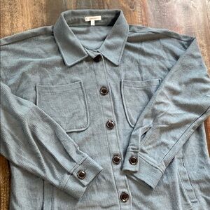 Stylish Blue Corduroy Utility Jacket